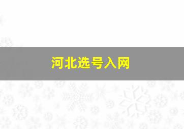 河北选号入网