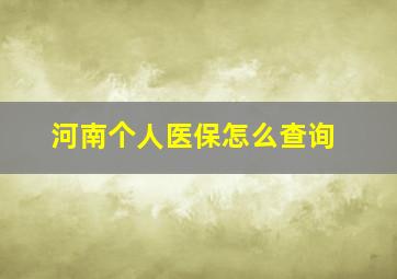 河南个人医保怎么查询