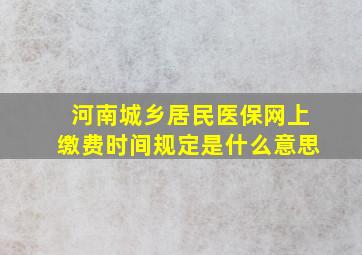 河南城乡居民医保网上缴费时间规定是什么意思