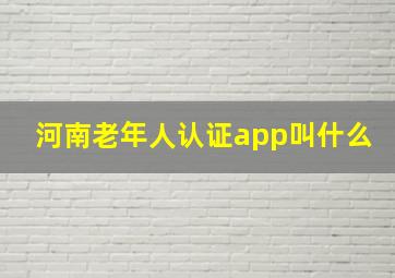 河南老年人认证app叫什么