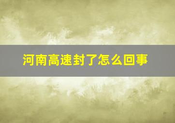 河南高速封了怎么回事