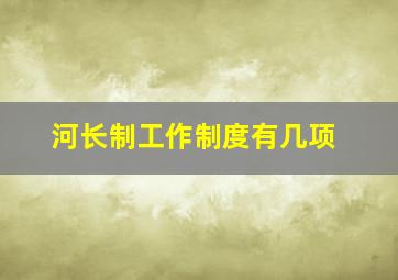 河长制工作制度有几项