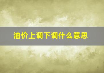 油价上调下调什么意思