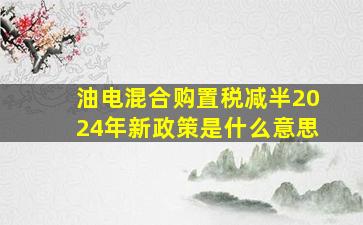 油电混合购置税减半2024年新政策是什么意思