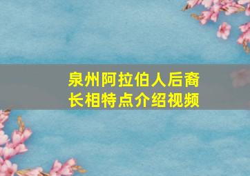 泉州阿拉伯人后裔长相特点介绍视频