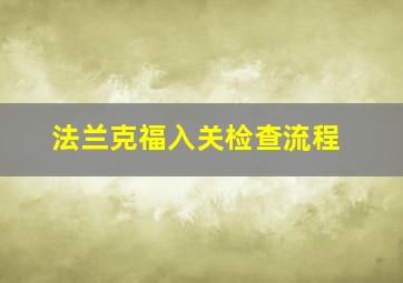 法兰克福入关检查流程