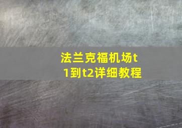 法兰克福机场t1到t2详细教程