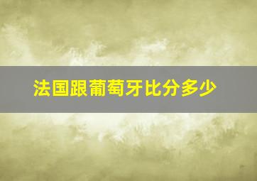 法国跟葡萄牙比分多少