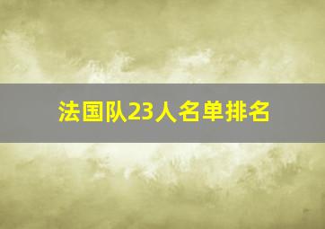 法国队23人名单排名