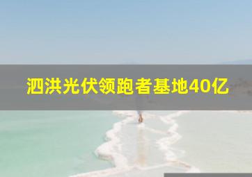 泗洪光伏领跑者基地40亿