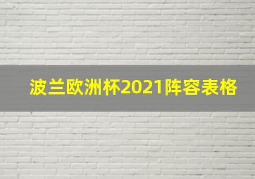 波兰欧洲杯2021阵容表格