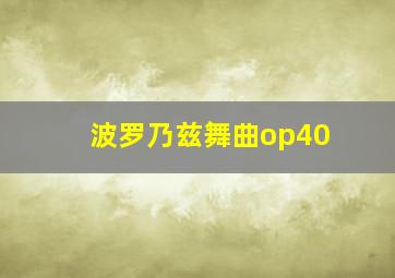 波罗乃兹舞曲op40