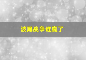 波黑战争谁赢了