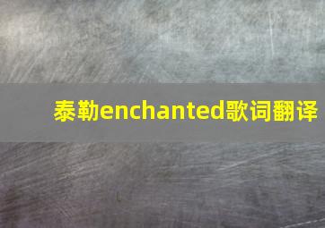 泰勒enchanted歌词翻译