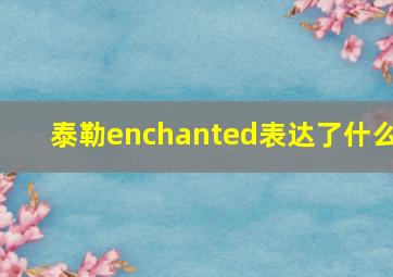 泰勒enchanted表达了什么