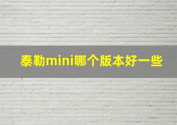 泰勒mini哪个版本好一些