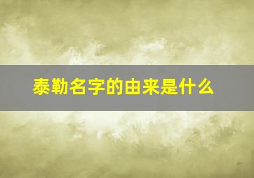 泰勒名字的由来是什么