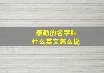 泰勒的名字叫什么英文怎么说