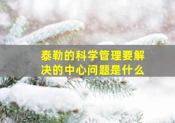 泰勒的科学管理要解决的中心问题是什么