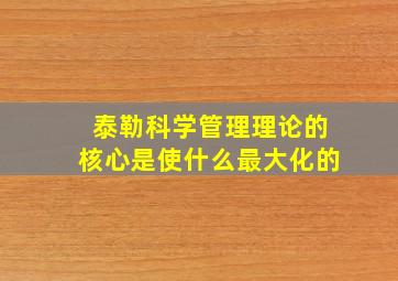 泰勒科学管理理论的核心是使什么最大化的