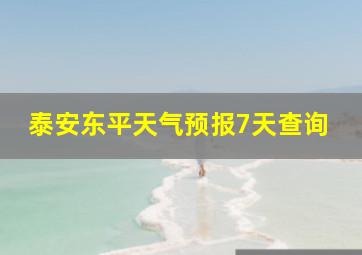 泰安东平天气预报7天查询