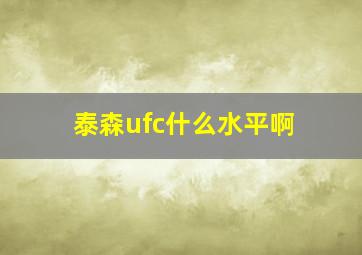 泰森ufc什么水平啊