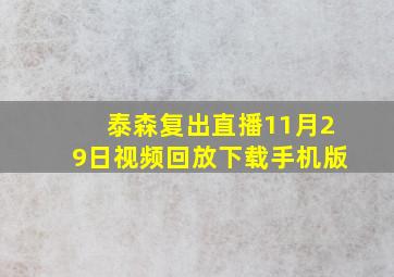 泰森复出直播11月29日视频回放下载手机版