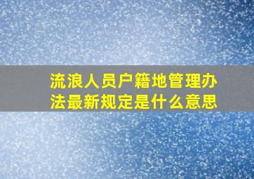 流浪人员户籍地管理办法最新规定是什么意思