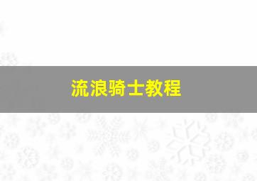 流浪骑士教程