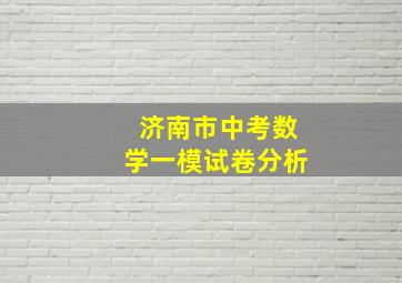 济南市中考数学一模试卷分析