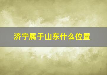 济宁属于山东什么位置