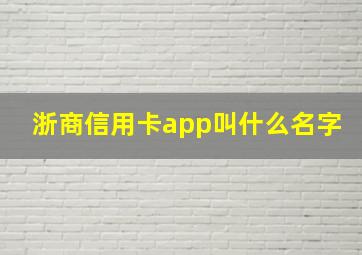 浙商信用卡app叫什么名字