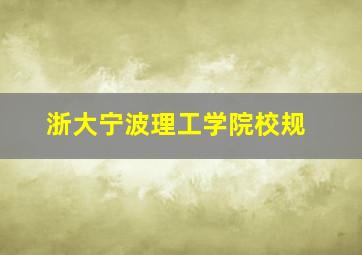 浙大宁波理工学院校规