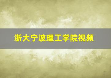 浙大宁波理工学院视频