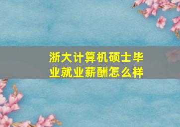 浙大计算机硕士毕业就业薪酬怎么样