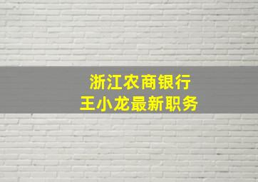 浙江农商银行王小龙最新职务