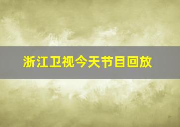 浙江卫视今天节目回放