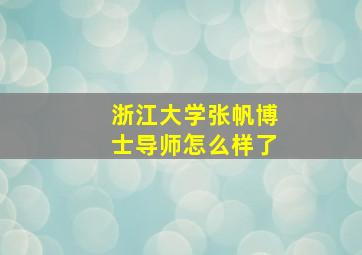 浙江大学张帆博士导师怎么样了