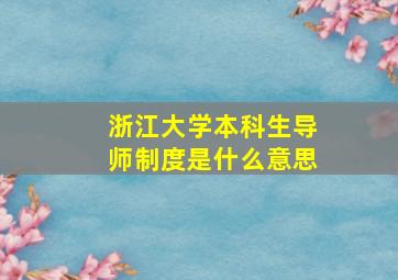 浙江大学本科生导师制度是什么意思