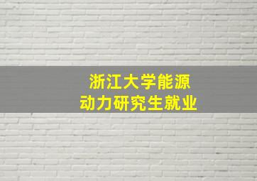 浙江大学能源动力研究生就业