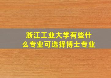 浙江工业大学有些什么专业可选择博士专业