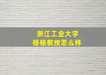 浙江工业大学杨杨教授怎么样