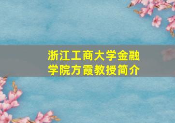 浙江工商大学金融学院方霞教授简介