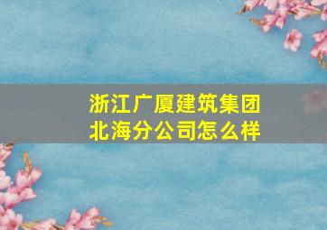 浙江广厦建筑集团北海分公司怎么样