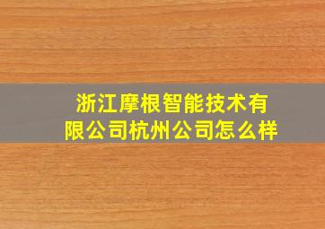 浙江摩根智能技术有限公司杭州公司怎么样