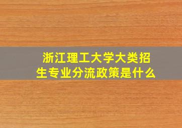 浙江理工大学大类招生专业分流政策是什么