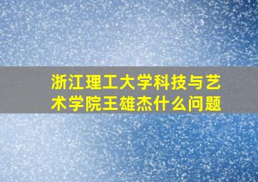 浙江理工大学科技与艺术学院王雄杰什么问题