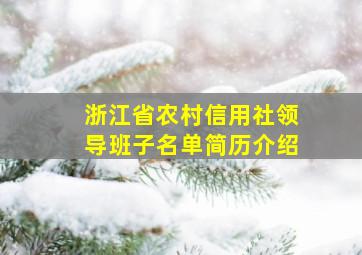 浙江省农村信用社领导班子名单简历介绍