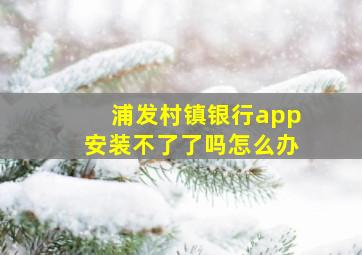 浦发村镇银行app安装不了了吗怎么办