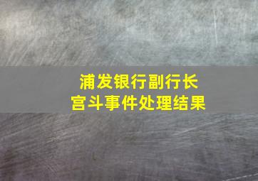 浦发银行副行长宫斗事件处理结果